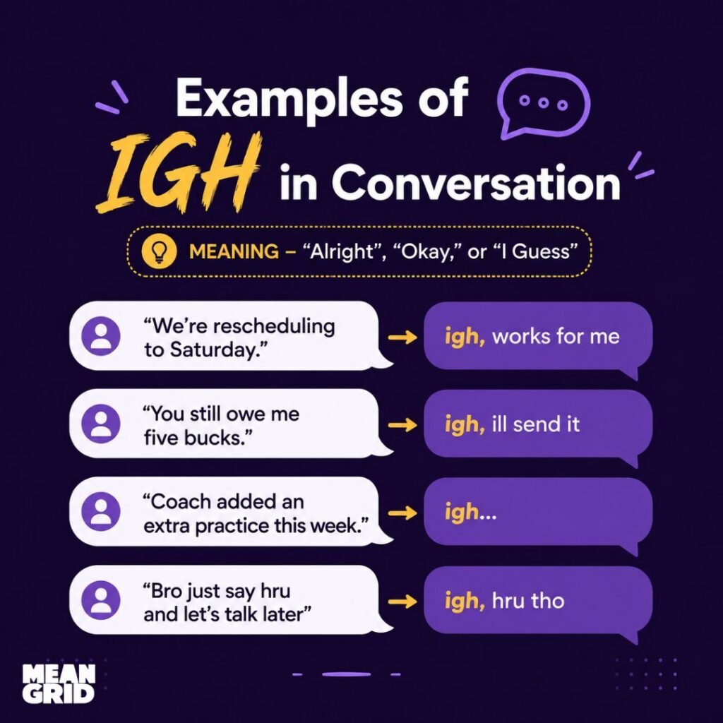 Examples of IGH in Conversation